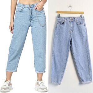 Only Mom Jeans light blue cropped high waist trendy 26 Onlkelis Life HW 15203435